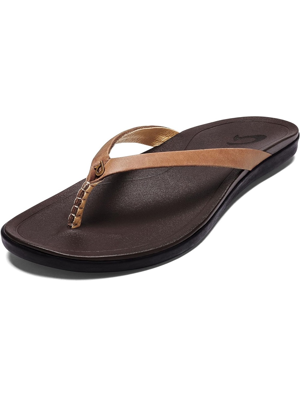 OluKai Brown and Tan Leather Thong Sandal NWOT